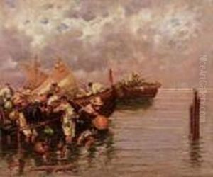 Scena Di Pesca by Carlo Pellegrini