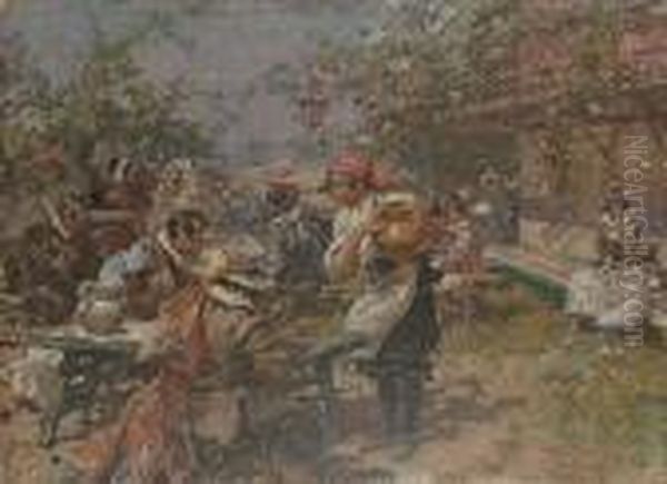 Figures In A Tavern Garden - view 1