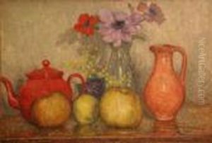 Nature Morte Aux Fleurs, Fruits Et Theiere