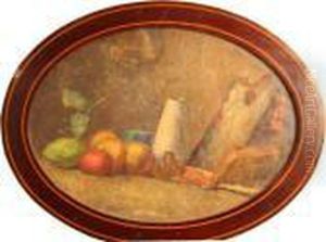 Nature Morte A La Palette, Aux Fruits Et Au Vase by Leonce Pelletier