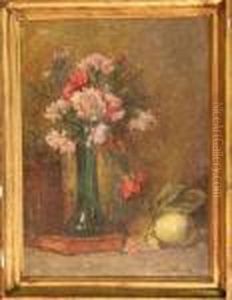 Nature Morte Aux Fleurs Et Fruit by Leonce Pelletier