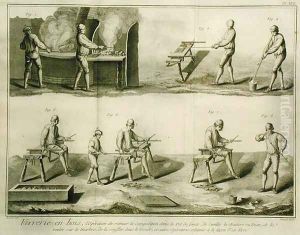 Glassblowing, from the Encyclopedia by Denis Diderot 1713-84, engraved by Robert Benard b.1734, published c.1770