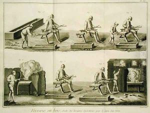 Glassmaking, from the Encyclopedia by Denis Diderot 1713-84, engraved by Robert Benard b.1734, published c.1770 by Radel