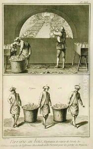 Glassmaking collection of glasses for transportation to the shop, from the Encyclopedia by Denis Diderot 1713-84, engraved by Robert Benard b.1734, published c.1770