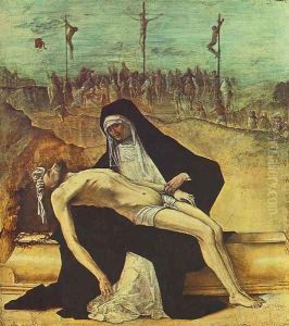 Predella of Stories of Christ- 2. Pieta 1482 by Ercole de' Roberti
