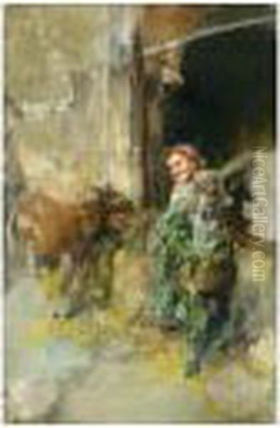 Contadina Con Asinello - view 1