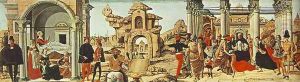 Predella of the Griffoni Polyptych- Miracles of St Vincent Ferrer (left view) 1473