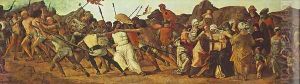 Predella of Stories of Christ- 3. Road to Calvary 1482 by Ercole de' Roberti