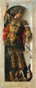 Griffoni Polyptych St Michael by Ercole de' Roberti