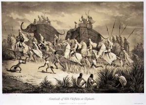 Cavalcade of Sikh Chieftains on Elephants, from Voyage in India, engraved by Louis Henri de Rudder 1807-81 pub. in London, 1858 by Louis Henri de Rudder