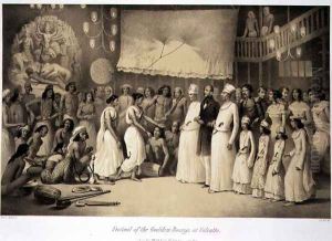 Festival of the Goddess Dourga at Calcutta, from Voyage in India, engraved by Louis Henri de Rudder 1807-81 pub. in London, 1858