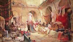 Carpet Bazaar, Cairo, 1887 by Charles Robertson