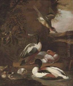 Ducks in a landscape by Willem Frederik van Royen