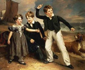 A Group Portrait of Robert, James and Mary Sarah, the three children of James Greenhalgh, 1803 by Ramsay Richard Reinagle