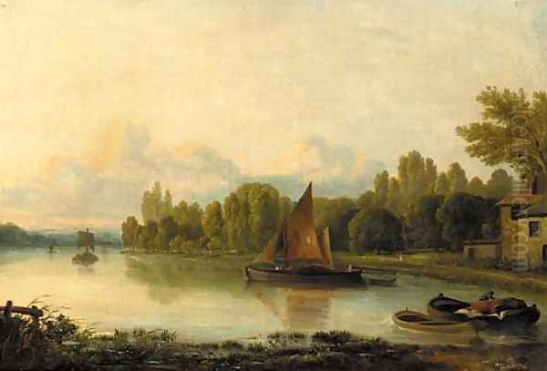 Boats on a tranquil river - view 1