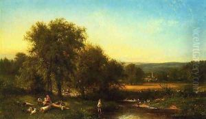 A Summer's Afternoon on Wappinger's Creek near Poughkeepsie by Frederick Rondel Sr.