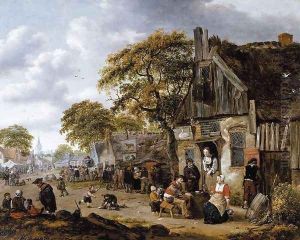 A Village Street Scene by Salomon Rombouts