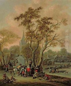 A Village Fair with a Mummer, 1702 by Salomon Rombouts