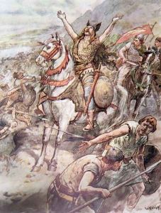 If Thou Give Me Victory Over These Foes I Will Be Baptised In Thy Name, plate from The Story of France by Mary MacGregor, 1911 by William Rainey