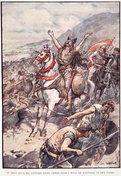 If Thou Give Me Victory Over These Foes I Will Be Baptised In Thy Name, plate from The Story of France by Mary MacGregor, 1920 - view 1