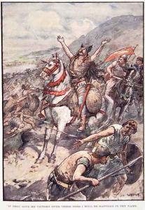 If Thou Give Me Victory Over These Foes I Will Be Baptised In Thy Name, plate from The Story of France by Mary MacGregor, 1920 by William Rainey