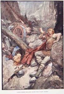 Once More Roland Blew His Ivory Horn, plate from The Story of France by Mary MacGregor, 1920 by William Rainey
