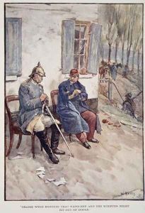 Chairs were brought that Napoleon and the Minister might sit out of doors', from The Story of France Told to Boys and Girls by Mary Macgregor, 1920 by William Rainey