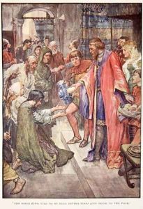 The Good King Was To Be Seen Giving Food And Drink to the Folk, illustration from The Story of France by Mary Macgregor, 1920 by William Rainey