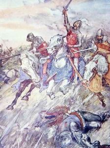 They Rushed Into The Fray Like Madmen Bent Upon Sudden Death, plate from The Story of France, by Mary MacGregor, 1911 by William Rainey