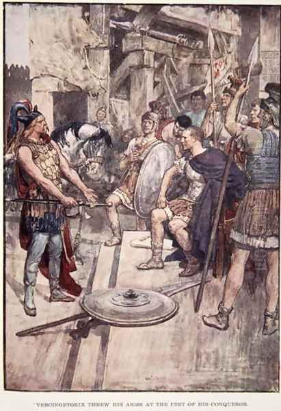 Vercingetorix Threw his Arms at the Feet of his Conquerors, plate from The Story of France by Mary MacGregor, 1920 - view 1