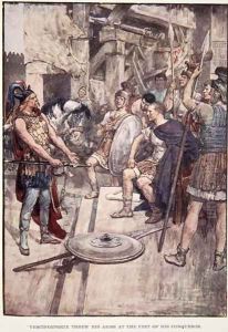 Vercingetorix Threw his Arms at the Feet of his Conquerors, plate from The Story of France by Mary MacGregor, 1920 by William Rainey