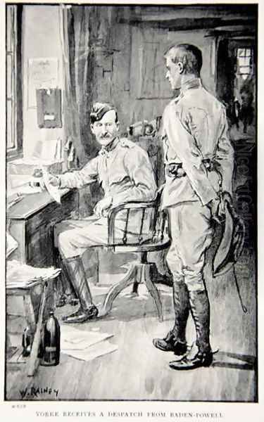 Yorke receives a despatch from Baden-Powell, an illustration from With Roberts to Pretoria A Tale of the South African War by G.A. Henty, pub. London, 1902 - view 1