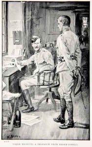 Yorke receives a despatch from Baden-Powell, an illustration from With Roberts to Pretoria A Tale of the South African War by G.A. Henty, pub. London, 1902 by William Rainey