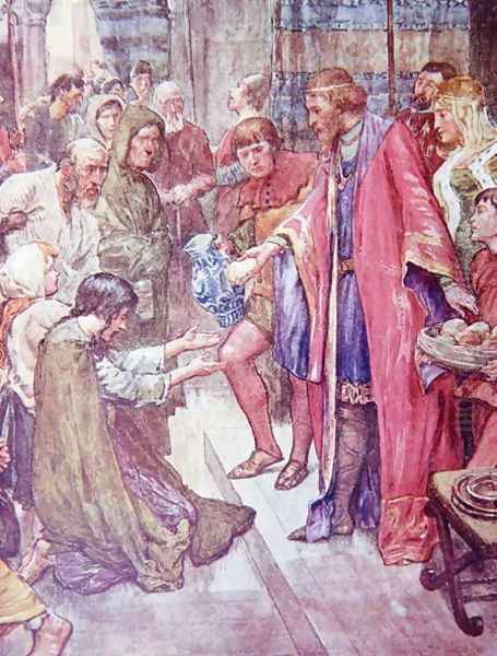 The Good King Was To Be Seen Giving Food And Drink to the Folk, plate from The Story of France, by Mary MacGregor, 1922 - view 1