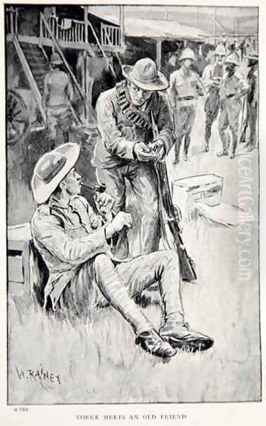 Yorke meets an old friend, an illustration from With Roberts to Pretoria: A Tale of the South African War by G.A. Henty, pub. London, 1902 - view 1