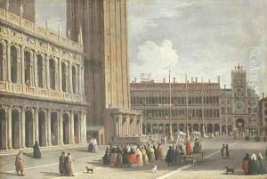 Venice the Piazza San Marco looking north from the Piazzetta towards the Torre del'Orologio