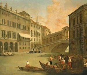 Venice, a view of the Grand Canal with the Rialto Bridge from the North by Johann Richter