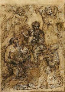 The Madonna and Child with Saint Jerome and Saint Augustine by Giovanni Francesco Romanelli