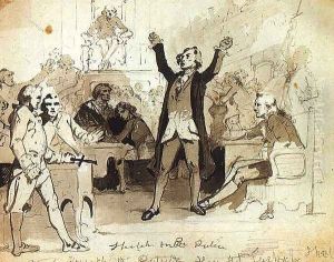 Study for `Patrick Henry in the House of Burgesses of Virginia, Delivering his Celebrated Speech Against the Stamp Act` 1851 by Peter F. Rothermel