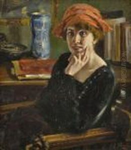 Bildnis Einer Dame Mit Rotem Hut by Giuseppe Pennasilico