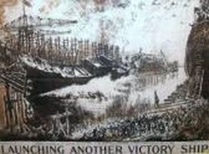 "launching Another Victory" by Joseph Pennell