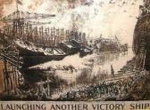 Launching Anothervictory by Joseph Pennell