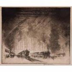The Trains That Come And The Trains That Go, Pennsylvaniarailroad by Joseph Pennell