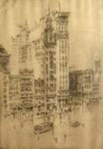 Rainy Day, Union Square by Joseph Pennell