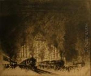 The Trains That Come, And The Trains That Go by Joseph Pennell
