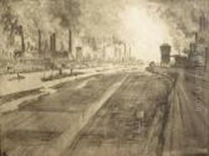 The New Rhine, Duisburg by Joseph Pennell