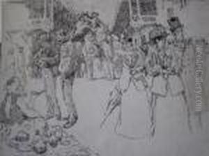 A Street, Indian Exhibition by Joseph Pennell