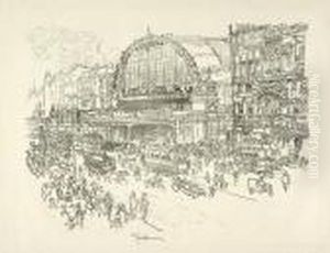 Bahnhof Alexanderplatz Berlin by Joseph Pennell