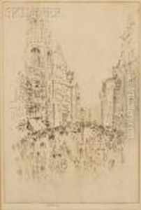 St. Dunstan's, Fleet Street by Joseph Pennell