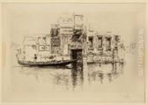 Etching Of Venice Canal by Joseph Pennell